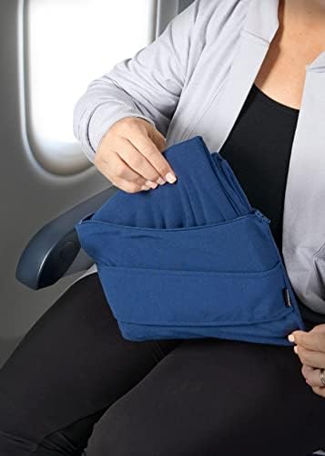 Cobertor de viagem de Brookstone com caixa de embalagem - cobertor portátil leve para férias, aviões, trens,