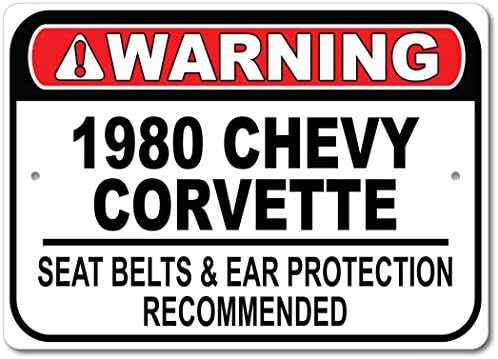 1980 80 Chevy Corvette Sateting Belt Recomendado Recomendado Sinal de carro, sinal de garagem de metal, decoração