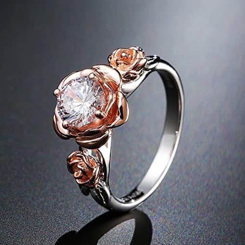 2023 Novo temperamento Rose Solitaire Diamond Mélange Ring Rose Ring Rings for Women
