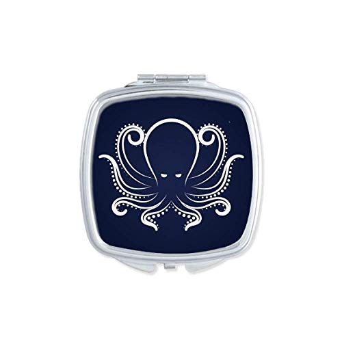 Black White White Octopus Marine Life Padrão Espelho Portátil Compact Pocket Maquia