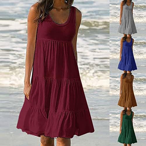 vestidos femininos de ticcoy cor de cor de pescoço redondos de cor sólidos com mangas mangas moda em