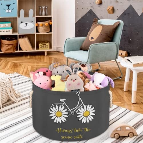 Daisy Bike Grandes cestas redondas para cestas de lavanderia de armazenamento com alças de armazenamento de