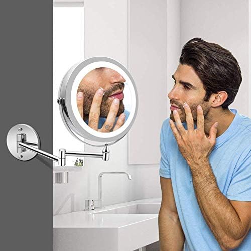 LIANXIAO - Espelho de maquiagem montado na parede espelho de banheiro espelho de toque de tela USB Baterias AAA
