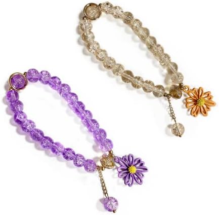Tenghong2021 colorido Daisy Butterfly Crystal Amethyst Flower Charm Bracelets Definir Bracelets de