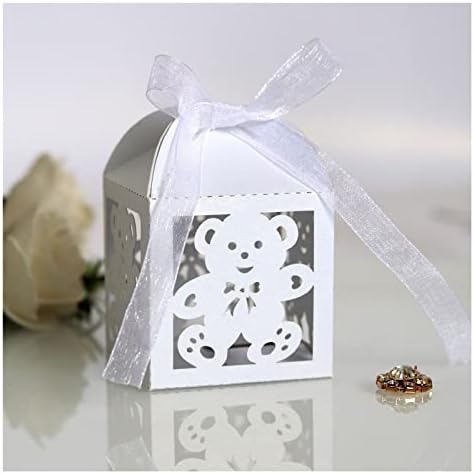 Halou 50pcs Little Bear Candy Caixas Doces favorecem caixas de presente com fita para material de festas de