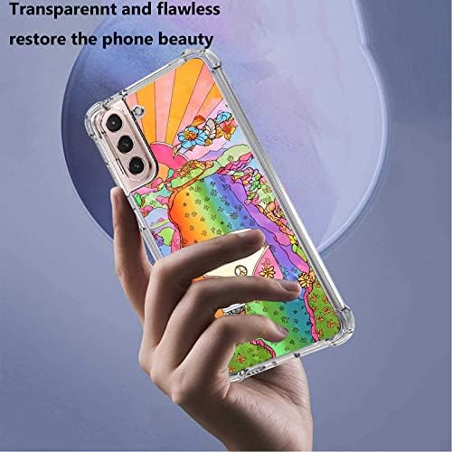 Compatível com o caso Samsung Galaxy S22+ Plus Hippie, o gráfico de groovy floral groovy, com indie