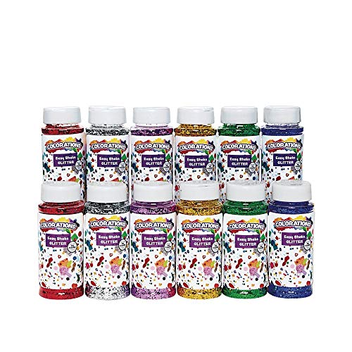 Colorations® Easy Shake Glitter, ótimo para artesanato e decoração, cada jarra tem tampa shaker, 6 cores brilhantes,