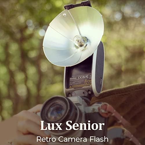 Câmera retro sênior da godox flash gn14 temperatura de cor 6000k Modos flash manuais 1/1-1/64 Power flash 28mm