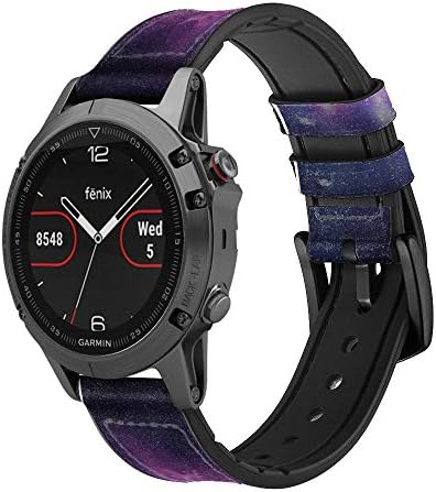 CA0821 UNICORN Galaxy Leather & Silicone Smart Watch Band Strap for Garmin Approach S40, Forerunner