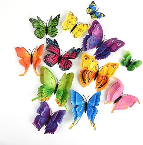 Zhouyou 24 PCs Dupa de camada 3D Decoração de parede de borboleta, decorações de aniversário