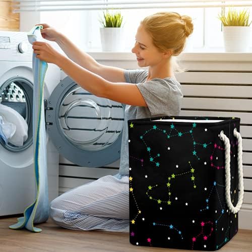Deyya Cestas de lavanderia à prova d'água Alto resistente Zodiac Black Print Turme para crianças