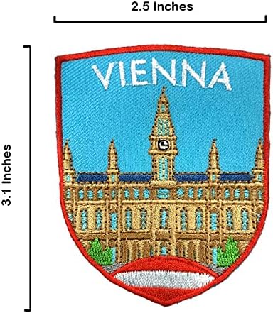 A-One 2 PCS Pack- Vienna Landmark Shield Patch+Austria Flag Aplique, City of Music, Freud Dream City, Capital