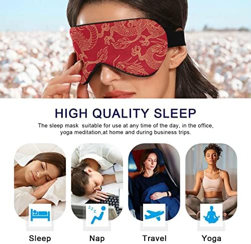 Red Dragon Japanese estilo japonês Máscara de olhos adormecidos respiráveis, capa de sono de olho