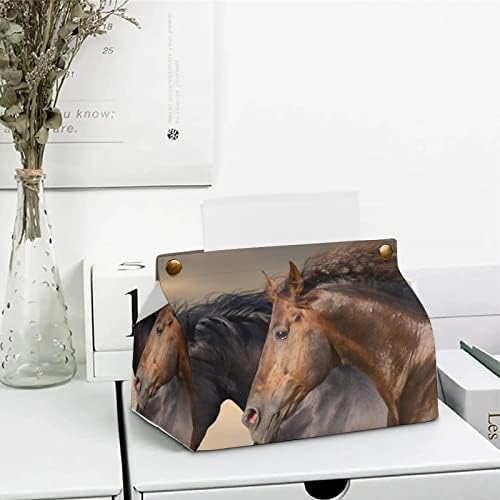 Horse Black Tissue Box PU Leather Nardard Solder para Mesa de Cledaper Bancada do escritório do