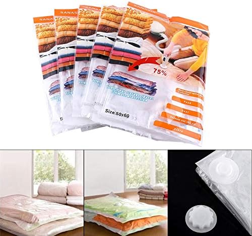 Bolsa de armazenamento a vácuo, 5pcs/pacote em casa Sacos de armazenamento comprimidos para edredons cobertores