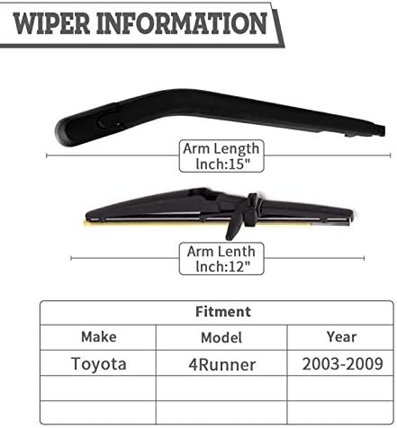 Substituição do conjunto de porcas da lâmina do limpador traseiro para Toyota 4Runner 2003-2009, montagem de