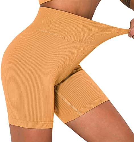 Shorts de motociclista feminino de cor sólida shorts shorts respiráveis ​​altos esportes elásticos de ioga com