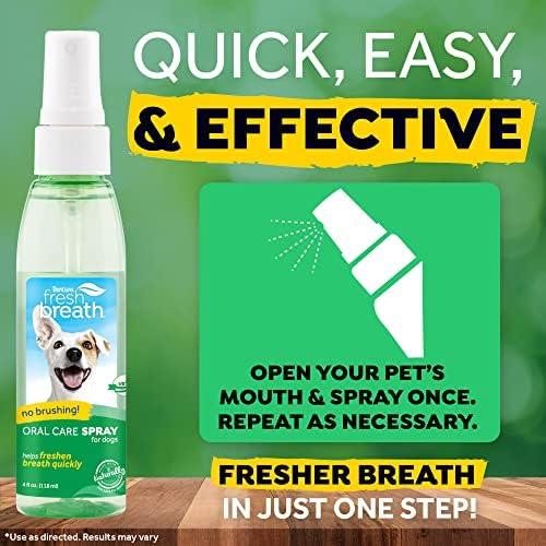 Remado fresco por Spray de Cuidado Oral Tropiclean para Animais de Animais, 4oz - Feito nos EUA