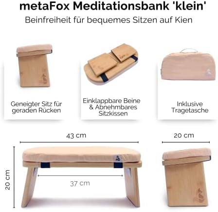 Banco de meditação Metafox | Federo dobrável de bambu com almofada e bolsa de transporte | Para sua