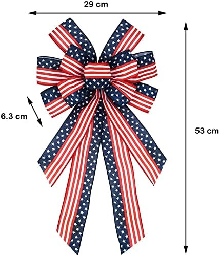 4 de julho da coroa patriótica Decoração do Dia da Independência American Flag Stars Stripes Large