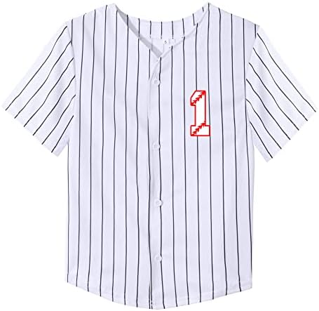 Cabeça de beisebol da criança 1ª camisa de aniversário de menino de menino de menino do ano de um ano