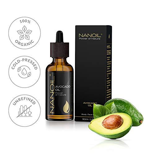 Óleo de abacate de nanoil-óleo de abacate prensado e não refinado para cuidados com o rosto, corpo e cabelo, 50