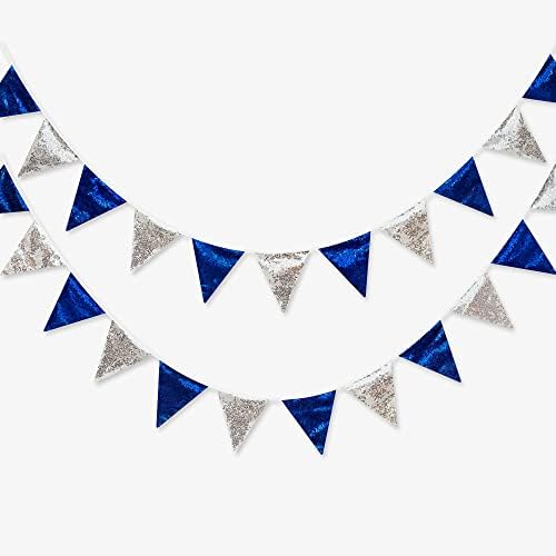 Royal Blue Silver Party Decoração de dupla face lantejous prata marinha azul triângulo de ginástica