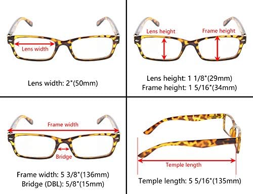 Óculos de leitura de plástico de 5 pacote gr8sight com dobradiças de mola incluem leitores de sol