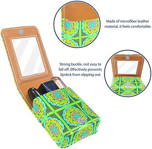 Caso de batom de oryuekan com espelho bolsa de maquiagem portátil fofa, bolsa cosmética, padrão