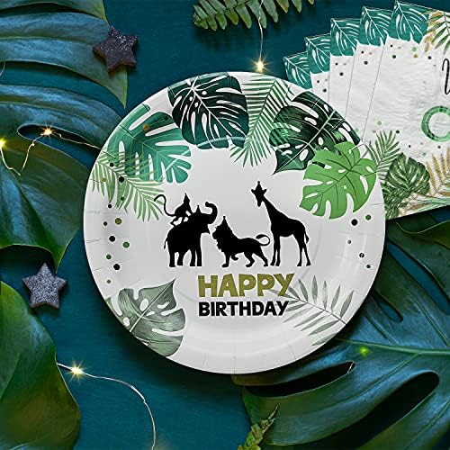 Naiwoxi Wild One Birthday Decorações - Decorações de aniversário Safari, incluem pratos, pratos de sobremesa,