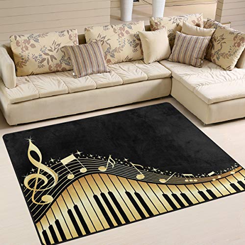 Alaza Music Notes With Piano Keys Area Soft Non Slip Floor tapete lavável Carpete para o quarto Sala de estar