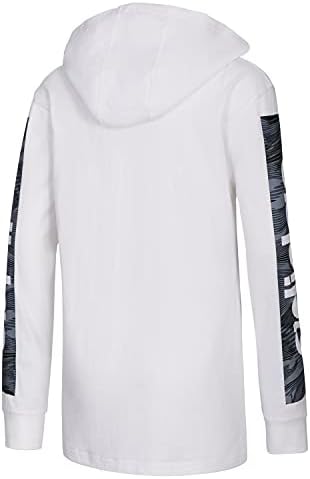 Camiseta com capuz linear de algodão de manga comprida dos meninos da Adidas Boys