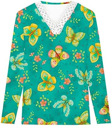 Camisa da blusa para meninas verão outono 2023 roupas de manga longa V Lace algodão de algodão de algodão