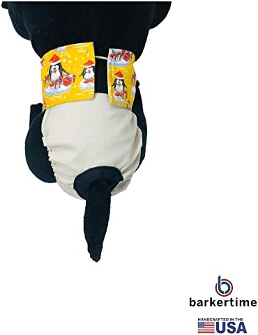 Penguin de Natal amarelo de Barkertime em fralda de gato impermeável premium de creme gelado, s, sem calças