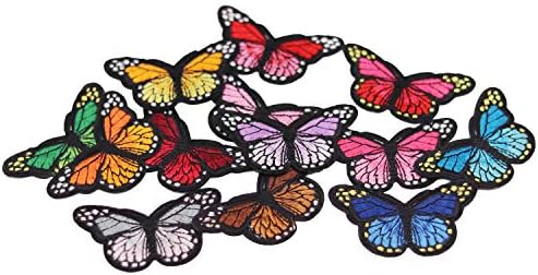 13pcs Ferro de borboleta multicolor em remendos Apliques de tamanho bordado Decoração de tamanho
