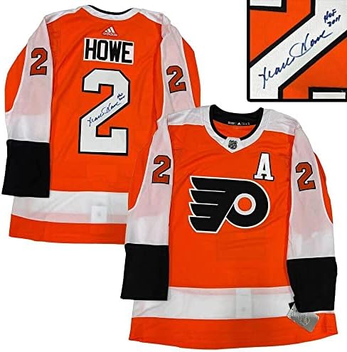Mark Howe assinou a Philadelphia Flyers Orange Adidas Pro Jersey Hof 2011 - Jerseys autografadas da