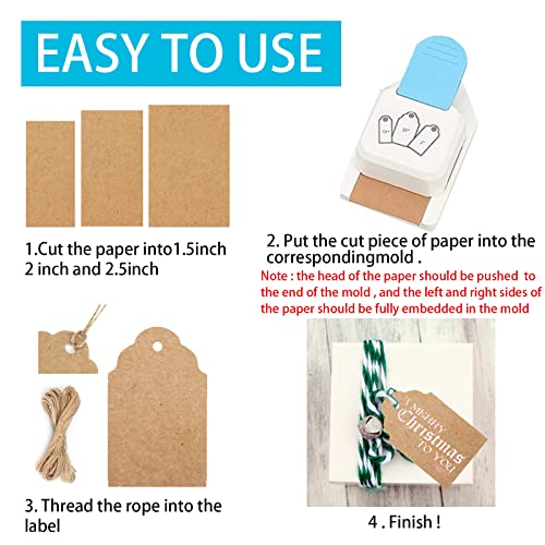 Ziyue 3 em 1 soco de papel redondo, punhal de papel -tag de presente, perfuração de etiquetas para artesanato