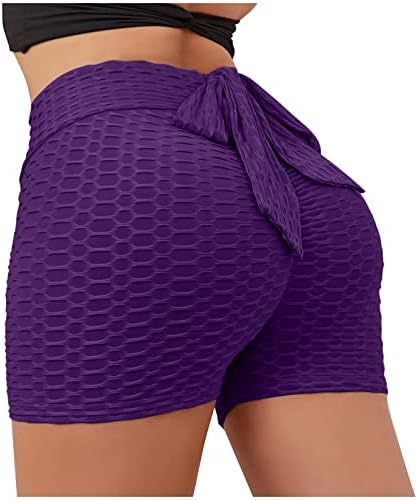 Back shorts para trás para mulheres texturizadas de textura de buttão shorts altos cintura anticelulite shorts de