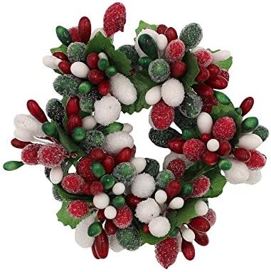 Anel de 3 polegadas RAZ) Artificial Berry Wreath Wreath Candeling Candle Napkin Ring Green Red