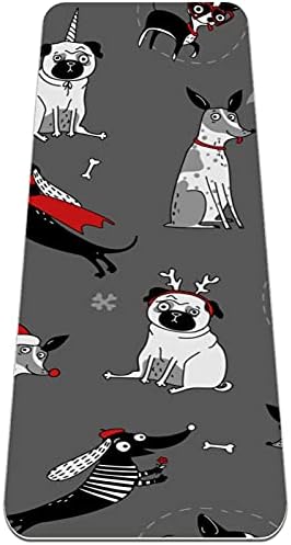 Siebzeh cinza cachorro fofo com chapéu de natal Premium grossa de ioga de ioga ecológica Saúde e fitness