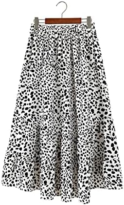 MANHONG SKIRT High Leopard Chiffon Women Mulheres de comprimento médio Priffleda de impressão casual