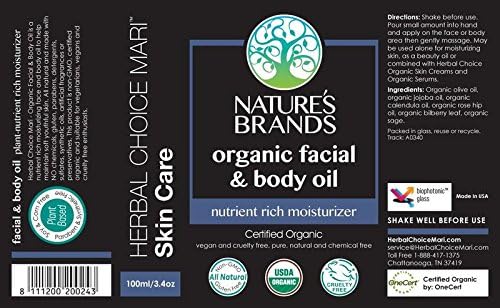 Óleo facial e corporal orgânico por maconha de escolha de ervas - sem produtos químicos sintéticos tóxicos - tamanho