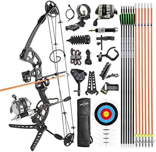 kit de arco composto de pesca de arco de surwolf, pronto para pescar kit com rolo de pesca de arco,