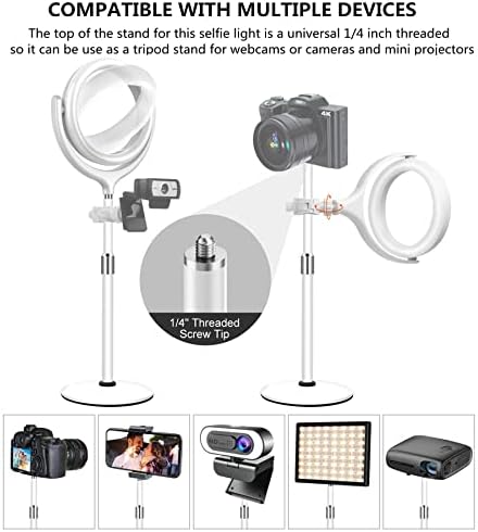 Kit de iluminação de videoconferência para reunião de zoom, luz do anel de mesa com suporte para laptop/computador/monitor/webcam/iphone,