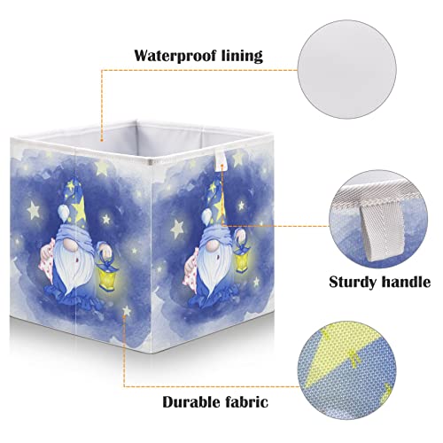 Gnome Star Blue Cube Bin Cubos de armazenamento dobrável Coscentes de brinquedos à prova d'água
