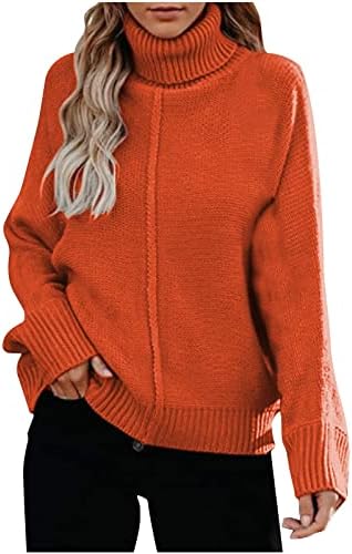 Suéteres femininos Moda Turtleneck de manga longa Cor de malha sólida Tops de suéter de inverno de inverno