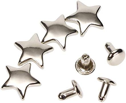 Sometkxy 50 peças Rivadas de estrela de 12 mm para couro, pregos de rebite para roupas, espigões