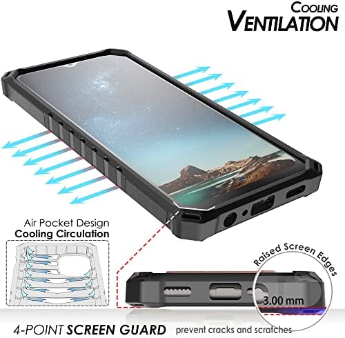 Beyond Cell Tri-Shield Kickstand Phone Case com coldre de cinto compatível com Samsung Galaxy S22
