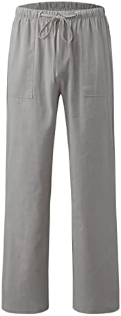 Calça de linho kcjgikpok mulheres verão, cintura alta de perna larga calça de linho casual com bolsos calças de