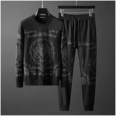 Zyzmh Tracksuit Conjunto da marca Trendy Hot Rhinestone Sweater Men's Suit de Autumn Light Retro